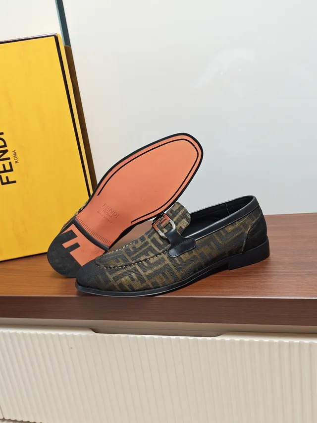 Fendi FF Logo Loafer Brown and Tan Monogram Loafers