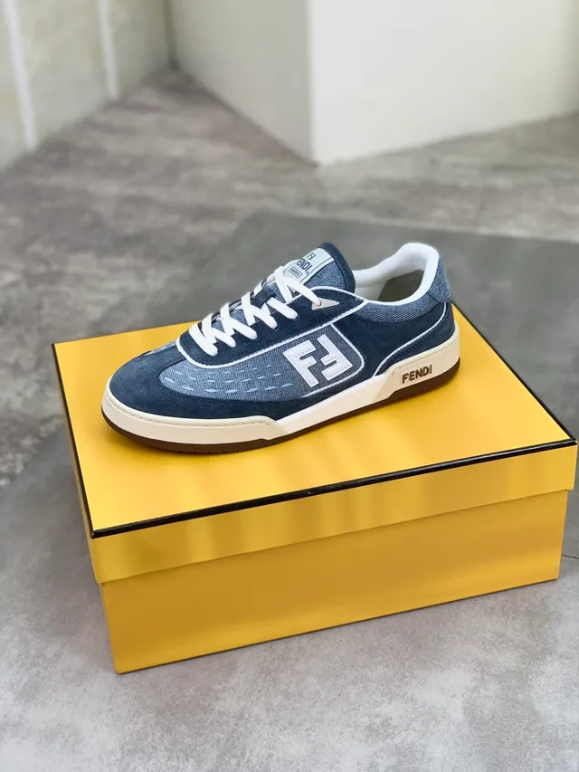 Fendi Denim-Suede Low-Top Lifestyle Sneaker