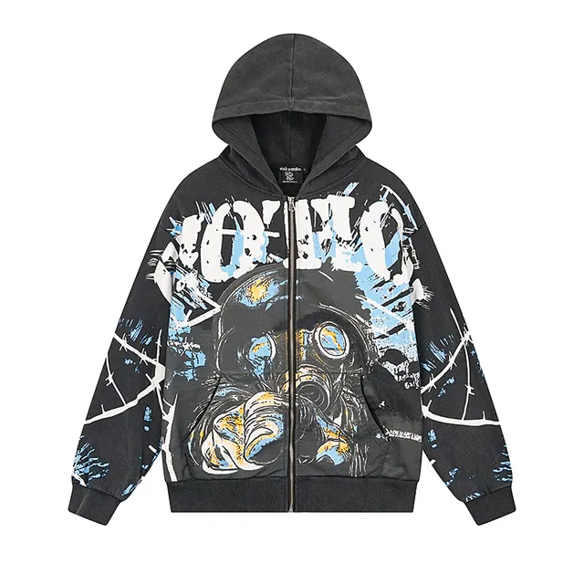 Mixed Emotion Black Multicolor Oversized Graphic-Print Hoodie