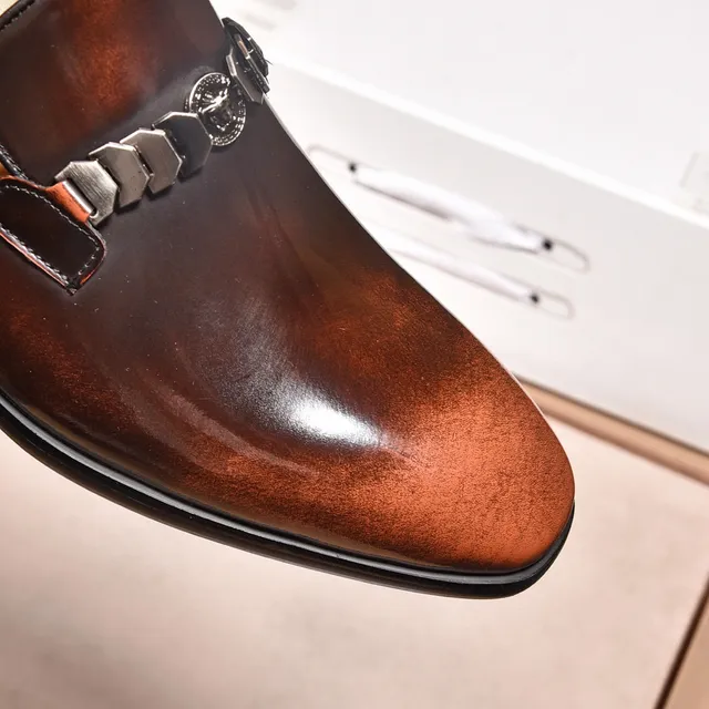 Versace Chain Reaction Two-Tone Brown Gradient Monk Shoes