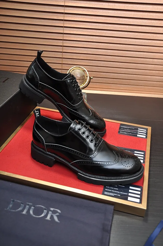 Dior Black Wingtip Patent And Smooth Leather Brogue