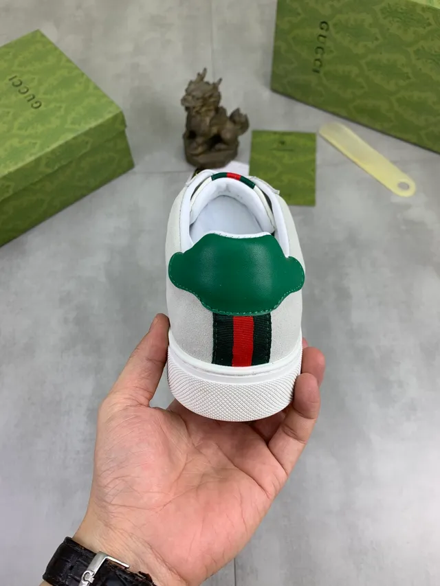 Gucci Gray Green Embossed GG Monogram Suede And Leather Paneling Lifestyle Sneakers
