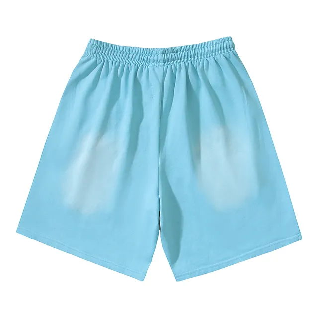 Light Blue Tribal Flame Graphic Shorts
