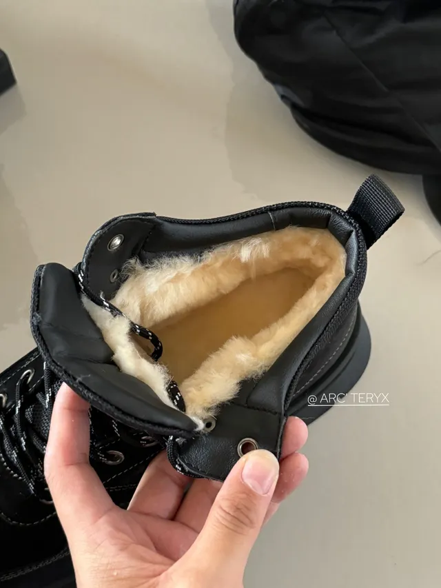 Arc'teryx Black Beige Insulated Shearling-Lined Mixed-Material Upper Ankle Boots