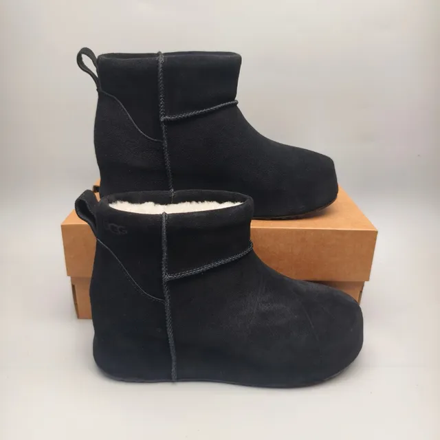 UGG Black Slip-On Folded Cuff Snow Boots
