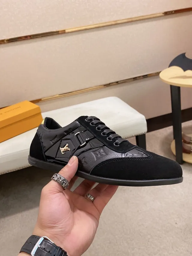 Louis Vuitton Black Monogram Suede Strap Lifestyle Sneakers