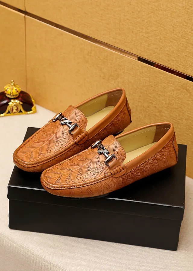Giorgio Armani Embossed Leather Horsebit Loafers