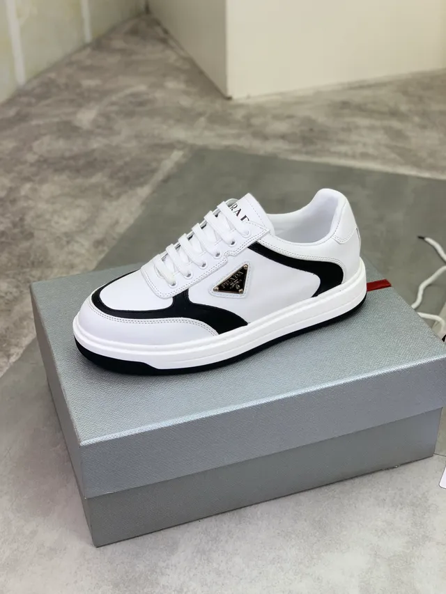 Prada Cloudbust White and Black Leather Lifestyle Sneakers