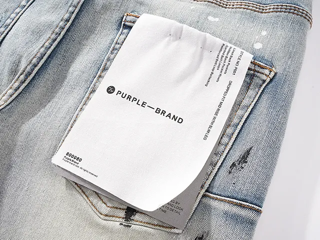 Purple Brand Distressed Paint-Splattered Light-Wash Slim-Fit Jeans