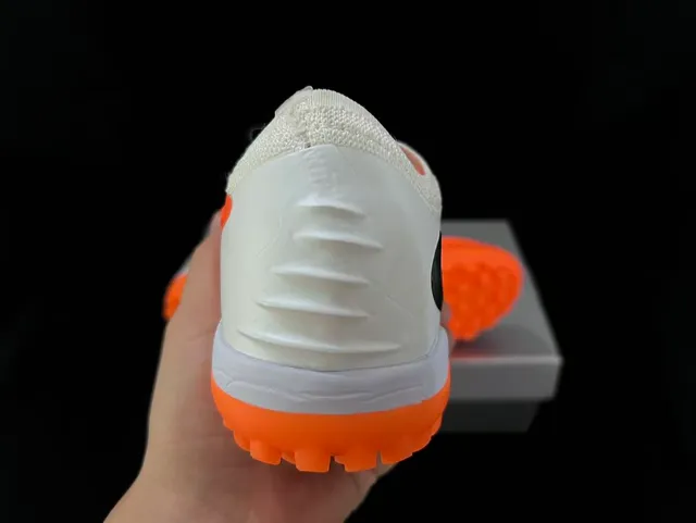 Nike Orange White Knit Upper Asymmetrical Lacing Turf Soccer Shoes