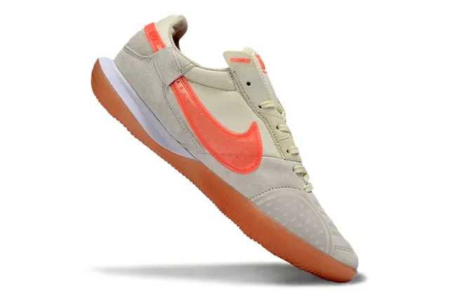 Nike Beige Orange Low-Top Suede Upper Indoor Soccer Shoes