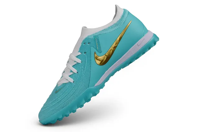 Nike Blue Gold Knit Upper Low-Cut Collar Turf Soccer Shoes