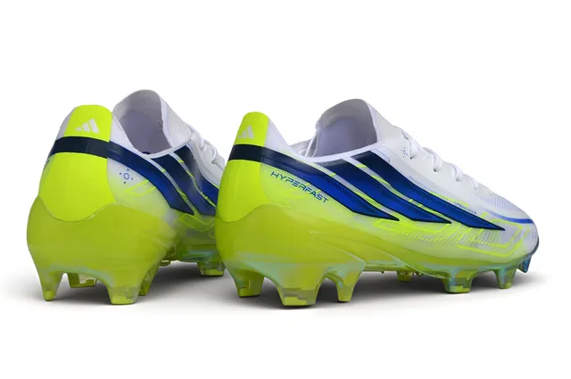 Adidas Hyperfast Yellow Blue Low-Cut Synthetic Upper Asymmetrical Lacing Firm-Ground Soccer Shoes