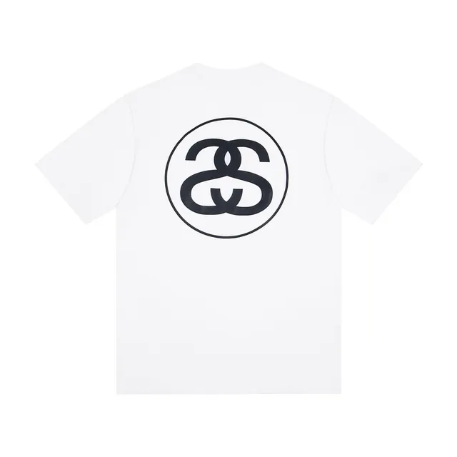 Stussy White Black Crew Neck Short Sleeve T-Shirt