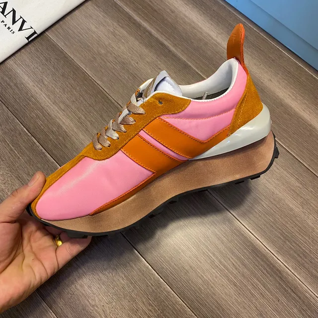 Lanvin Color-Blocked Suede and Nylon Platform Chunky Sneakers