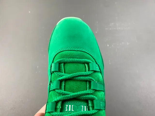 Air Jordan 11 Monochromatic Green Suede Basketball Shoes
