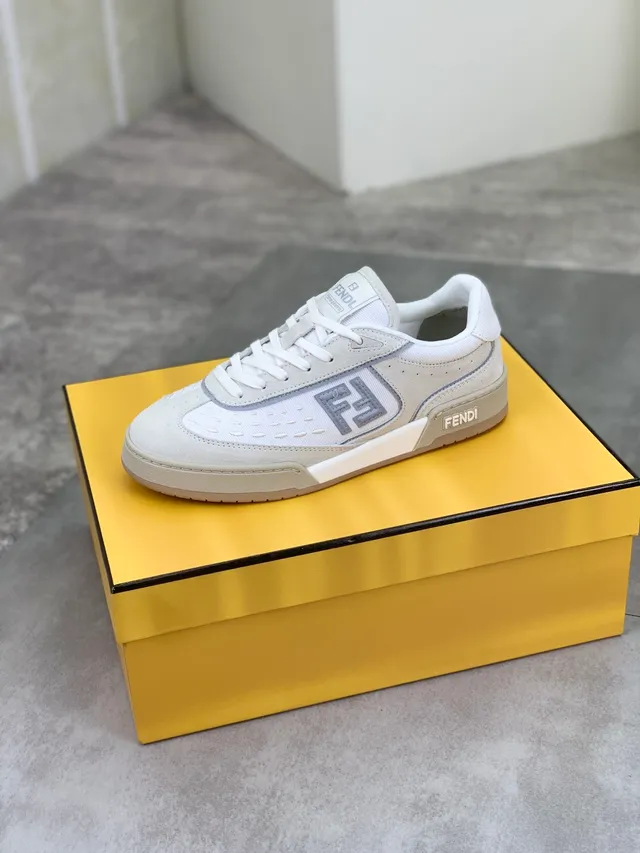 Fendi Sneakers Off-White Suede and Mesh Lifestyle Sneakers