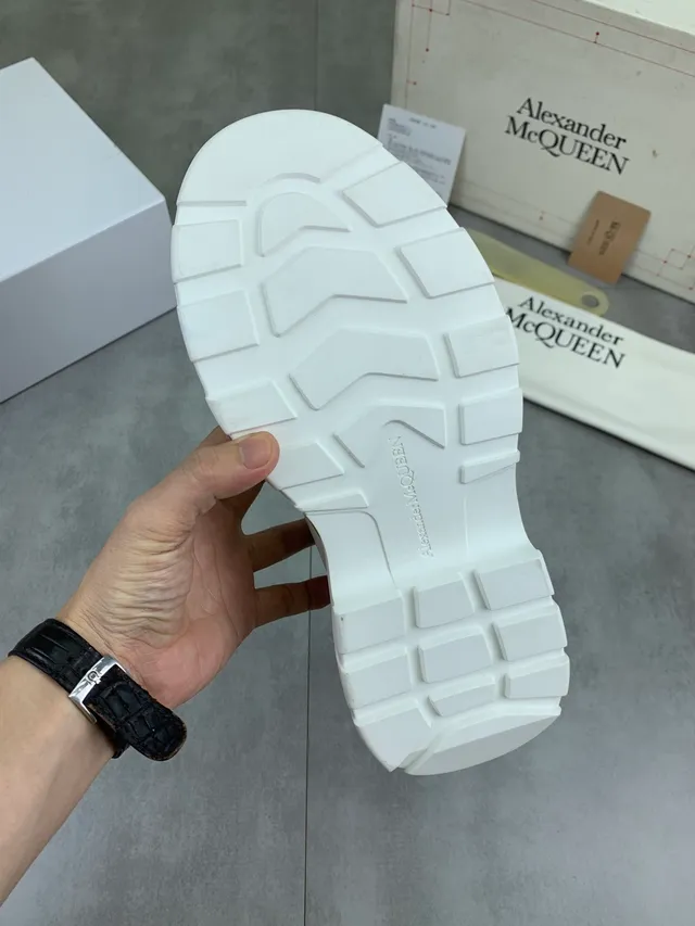 Alexander McQueen Oversized Sneaker White Lime Green Studded Platform Chunky Sneakers