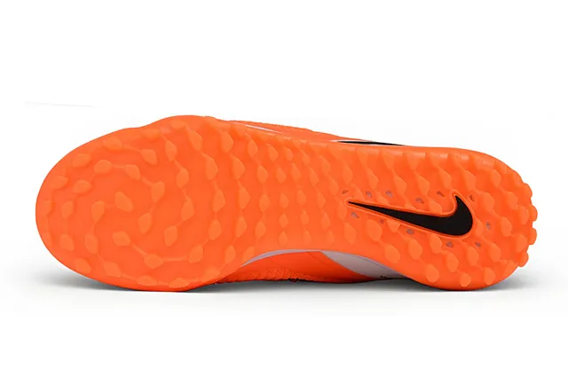 Nike Orange White Knit Upper Asymmetrical Lacing Turf Soccer Shoes