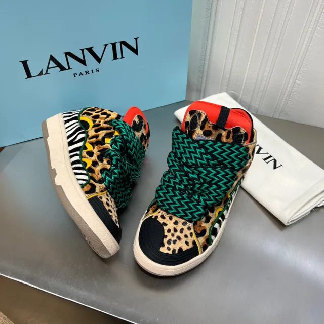 Lanvin Animal Print Zigzag Strap Platform Lifestyle Sneaker