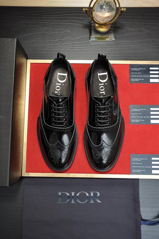 Dior Black Wingtip Patent And Smooth Leather Brogue