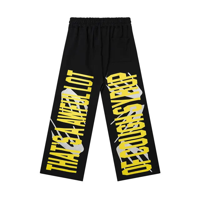 Black Graphic-Print Wide-Leg Relaxed Fit Sweatpants
