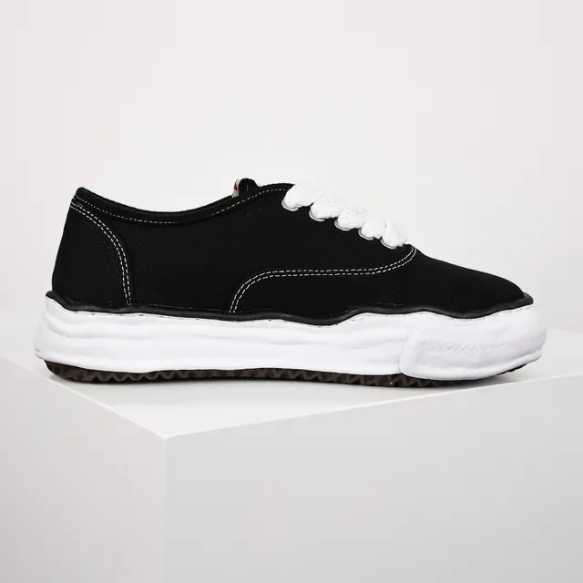 MMY Black White Canvas Upper Sculpted Midsole Sneakers