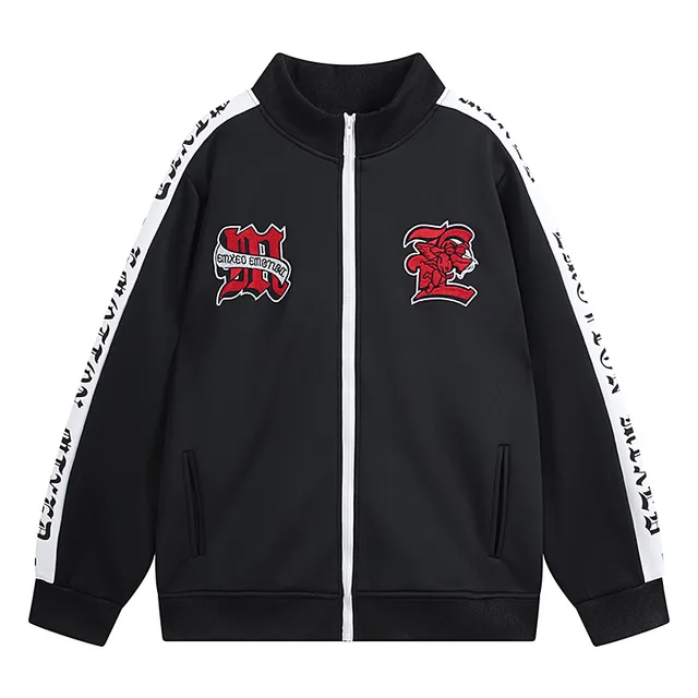 Black and White Stripe Graphic Track Jacket