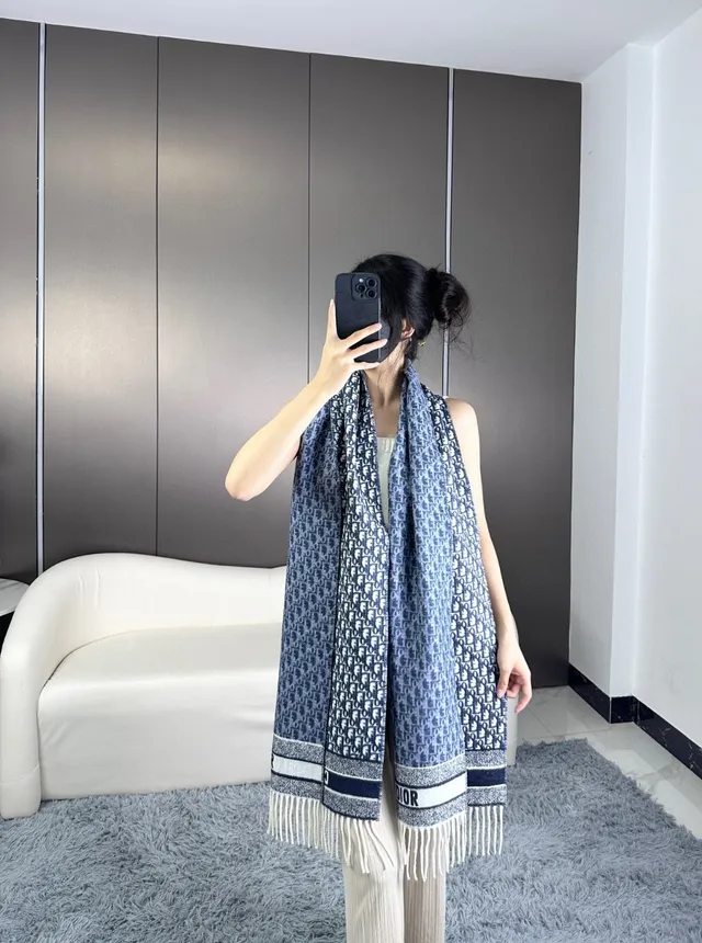 Dior Rey-KlaviK Noir Oblique Cashmere Scarf