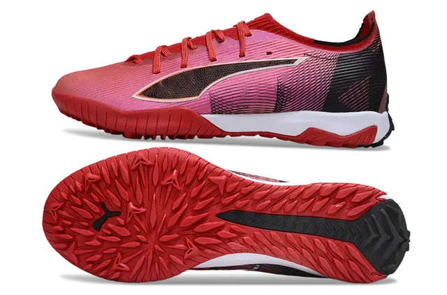 Puma Future Z Pink Red Low-Profile Textured Synthetic Upper Turf Soccer Shoes