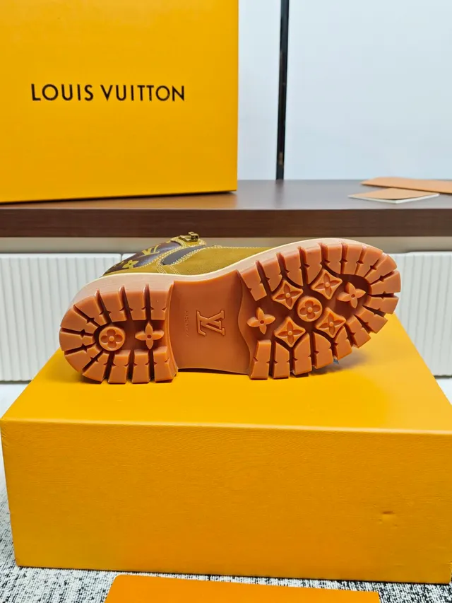 Louis Vuitton Tan Suede Monogram Trim Work Boot
