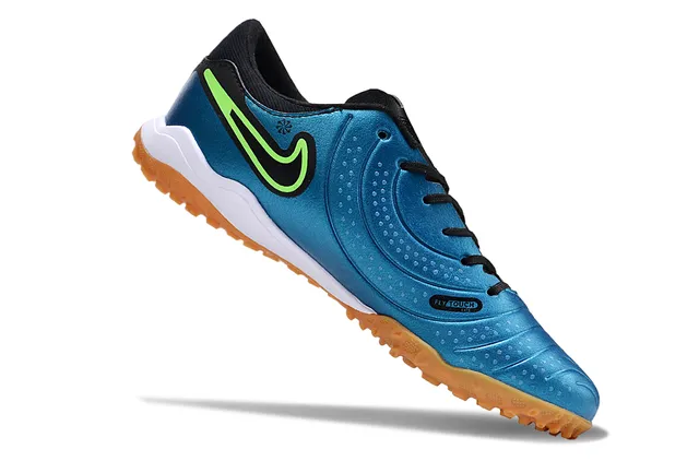 Nike Blue Green Metallic Synthetic Upper Neon Accent Stripe Indoor Soccer Shoes