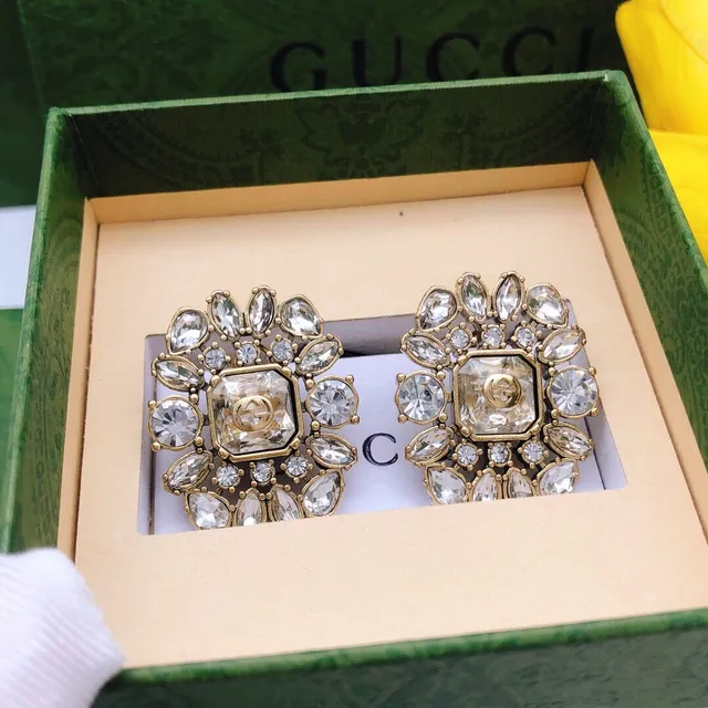 Gucci Crystal-Encrusted Interlocking GG Brooch