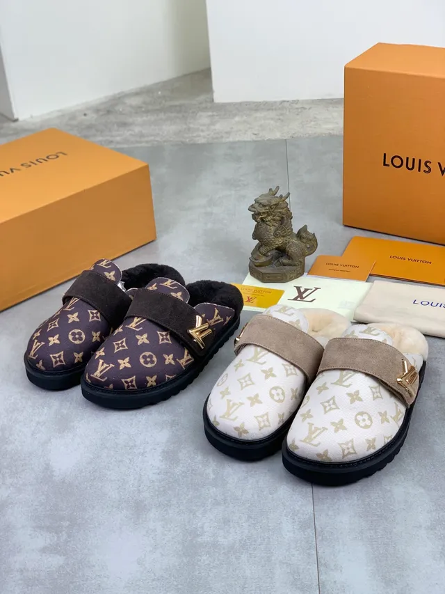 Louis Vuitton Purple Black Monogram Canvas Shearling-Lined Casual Shoes