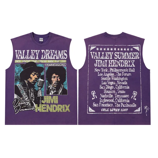 Purple and Black Jimi Hendrix Graphic Vest Top