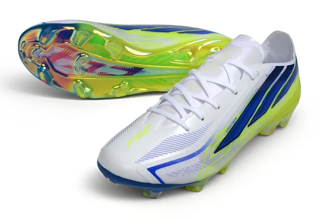 Adidas Hyperfast Yellow Blue Low-Cut Synthetic Upper Asymmetrical Lacing Firm-Ground Soccer Shoes