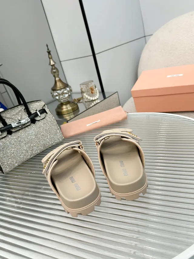 Miu Miu Wander Quilted Double-Strap Slide Slippers