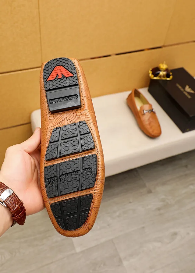 Giorgio Armani Embossed Leather Horsebit Loafers