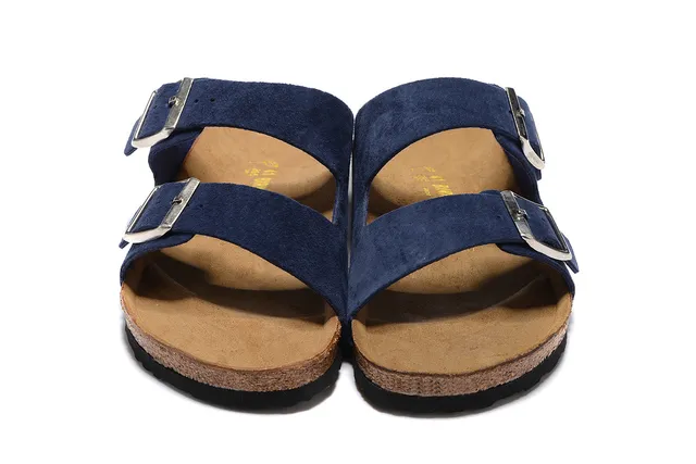 Birkenstock Arizona Navy Suede Double Buckle Casual Sandals