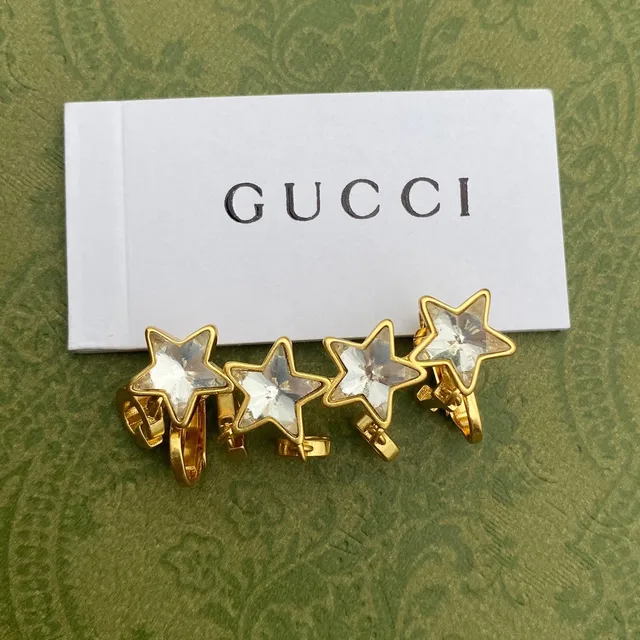 Gucci Star Crystal Gold-Tone Clip-On Earrings