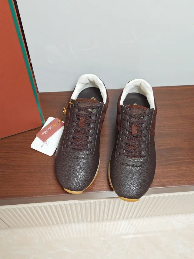 Loro Piana Brown Pebbled Leather and Suede Lifestyle Sneaker