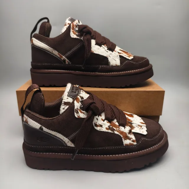 UGG Brown Suede and Cowhide Platform Lifestyle Sneakers