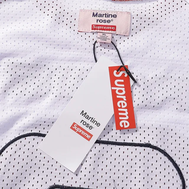 Supreme Rose Collaboration White Red V-Neck Mesh Construction Jersey