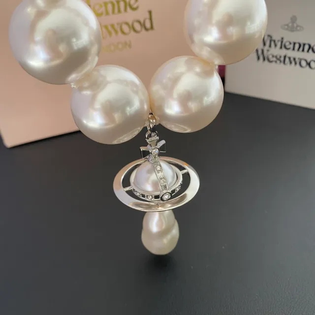 Vivienne Westwood Orb Necklace White Pearl Gold and Silver Tone Necklaces