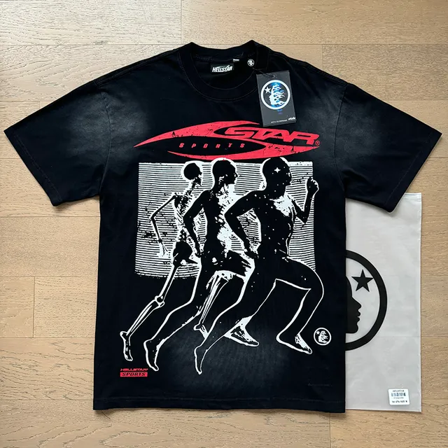 Hellstar Graphic Flame Print Black and Red Tracksuit