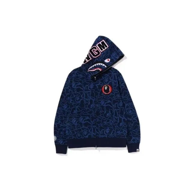 A Bathing Ape Shark Red Navy Full-Zip Hood Hoodie