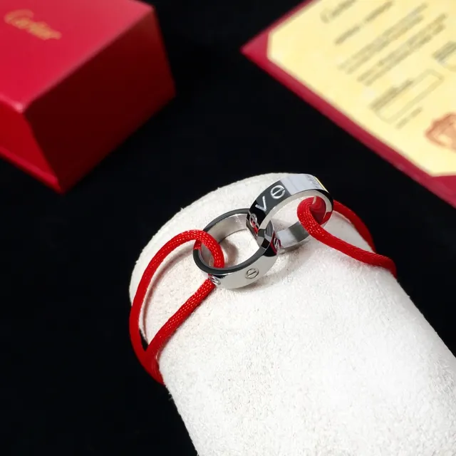 Cartier Love Silver Red Interlocking Screw-Motif Ring