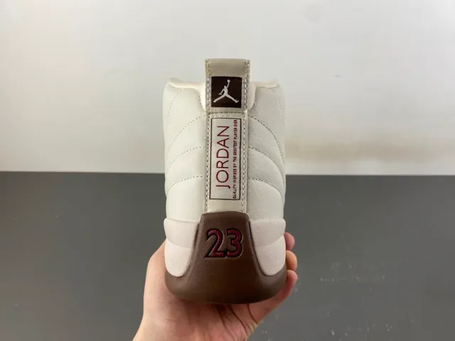 Air Jordan 12 Off-White and Brown Leather Basketball Shoes