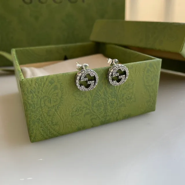 Gucci GG Marmont Laurel Wreath Interlocking G Stud Earrings