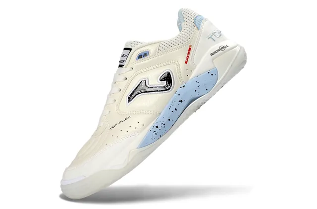 Joma Flex Beige Blue Perforated Leather Upper Speckled Light Midsole Lifestyle Sneakers